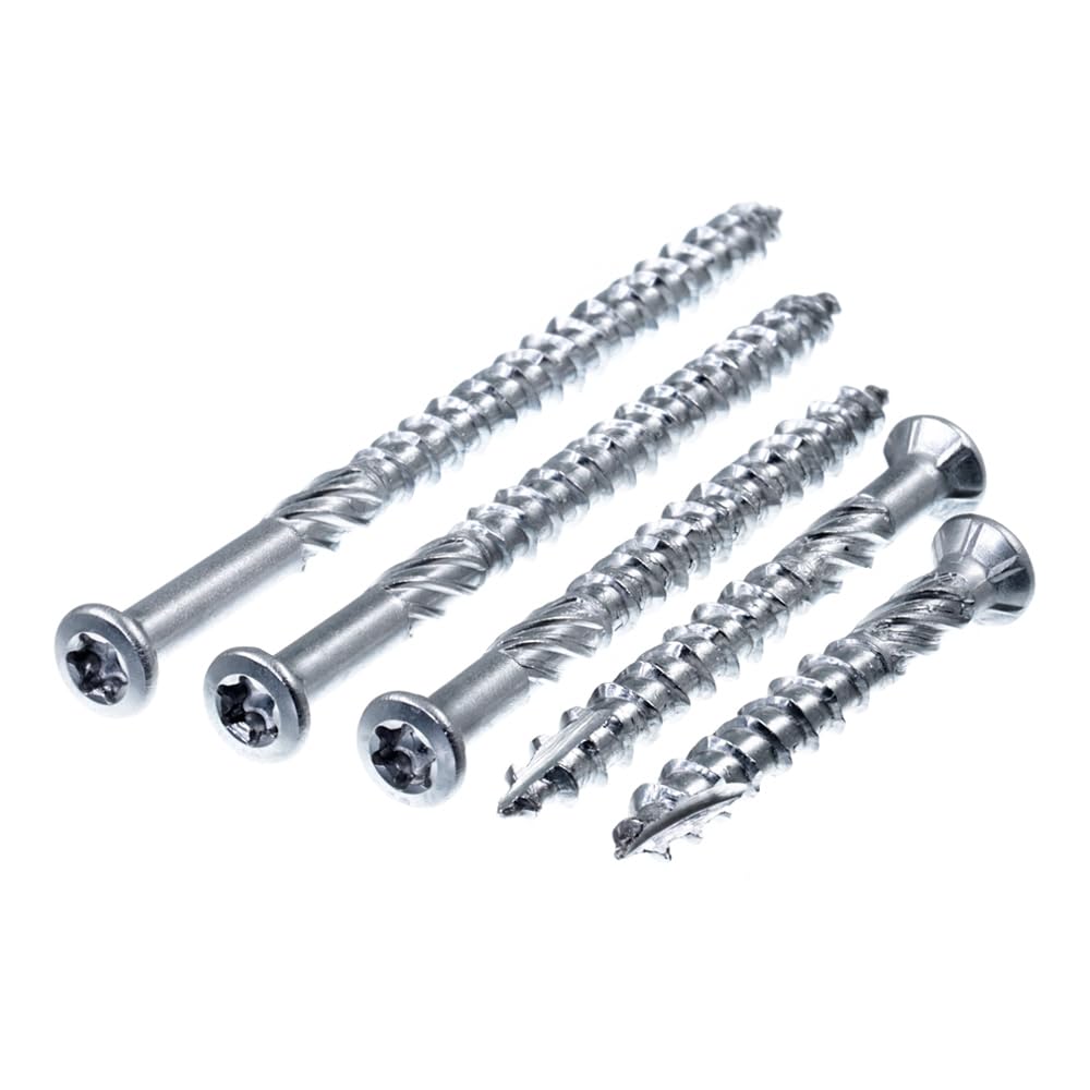 SECCARO Liseko - Tornillo para terrazas (5 x 70 mm, acero inoxidable A2, tornillo para madera con punta de corte y muesca de corte, 100 unidades)