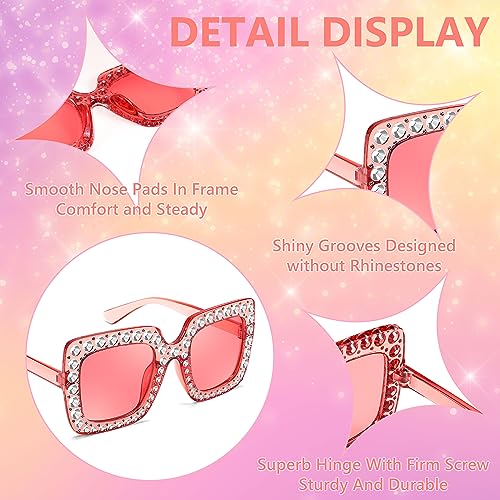 FEISEDY Kids Sunglasses for Girls Oversized Square Sparkling Party Sun Glasses Lightweight Fashion Shades B00534