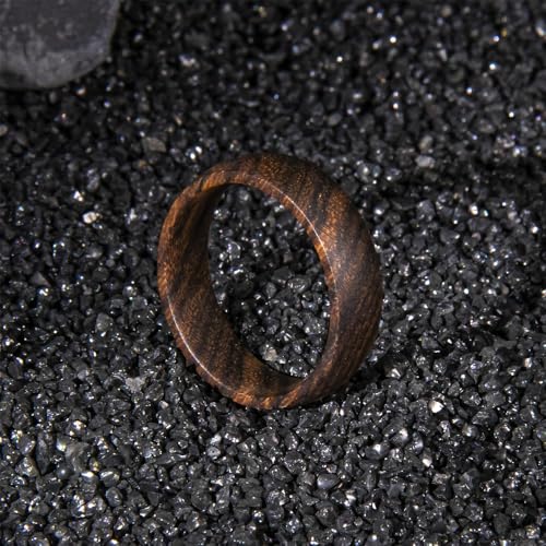 6mm 8mm Men Women Golden Sandalwood Ring Wood Anniversary Ring Band,Domed Wooden Wedding Ring Comfort Fit,Free Wooden Box2