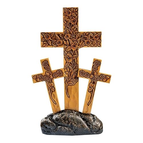 Manual Woodworker Standing Triple Cross-Flower Carved (7.68 x 11.61)