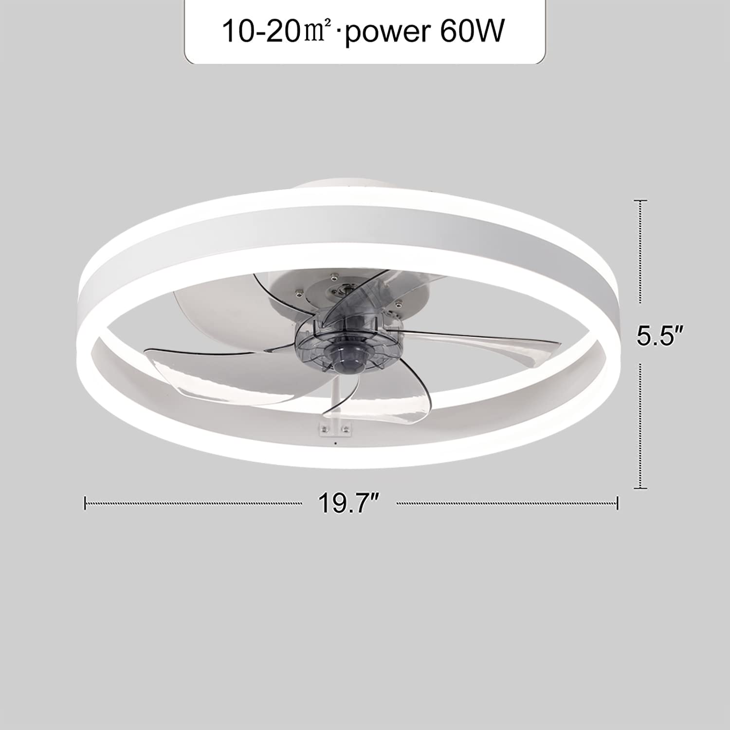 AHAWILL Modern Ceiling Fan with Light,Mute LED Dimmable Ceiling Fans with Remote Control,6 Speeds Reversible 60W Contemporary Ceiling Fan for Bedroom,Study Room,Dining Room,etc.(19.7" White)