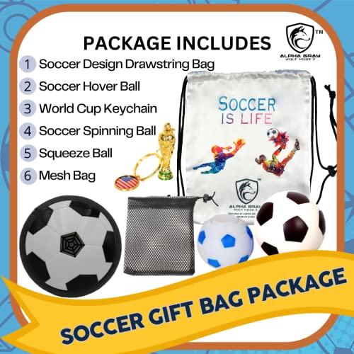 Alpha Gray Soccer Gifts Hover Soccer Ball Set | Kids Indoor Sports Toys | Training Game | Birthday Party Supplies | Soccer Is Life | Air Ball | Soccer Backpack | Girls & Boys Soccer (White) #TOP2