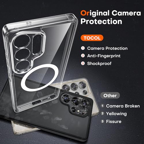 Image of TOCOL Magnetic for Samsung Galaxy S25 Ultra Case, Upgraded Full Camera Protection, Compatible with Magsafe, Drop Protection Slime Clear Cover for Samsung Galaxy S25 Ultra 6.9-Inch (Clear)