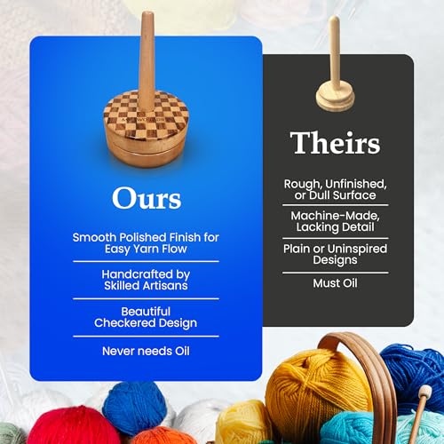 Image of My Two Ladies | Artisan Yarn Caddy & Premium Storage Bag | Wooden Yarn Caddy Spinner & Dispenser for Knitting & Crocheting | Portable Stand for Skeins, Balls & Cakes | Multi-Wood