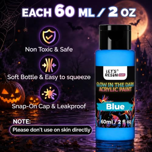 Image of 14 Colors Glow in the Dark Acrylic Paint (60ml /2oz),Neon Craft Paint