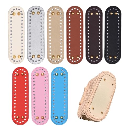 WOUYTPE 9 Pezzi Fondi per Borse Uncinetto, PU Base Borsa Gancio per Borsa, Base per Borse Uncinetto, per Borse all'Uncinetto, Borse a Tracolla, ECC. (Resistenti all'Usura e Impermeabili)