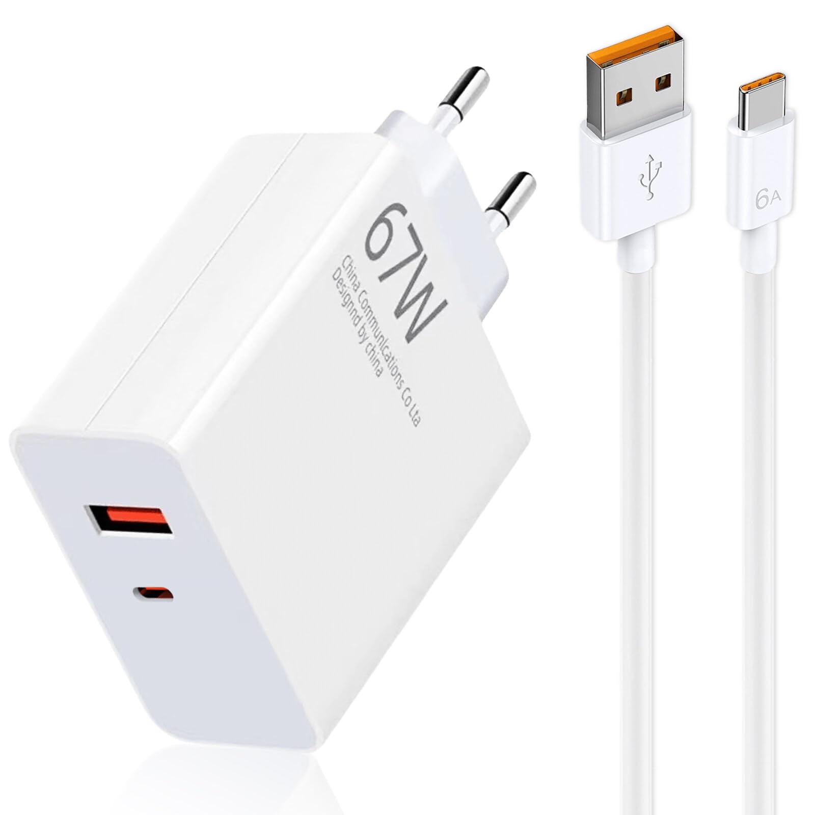 USB-C oplader, 67 W, snellader, voeding, compatibel met Xiaomi 15, 14, 13, 12, 14t, 13t
