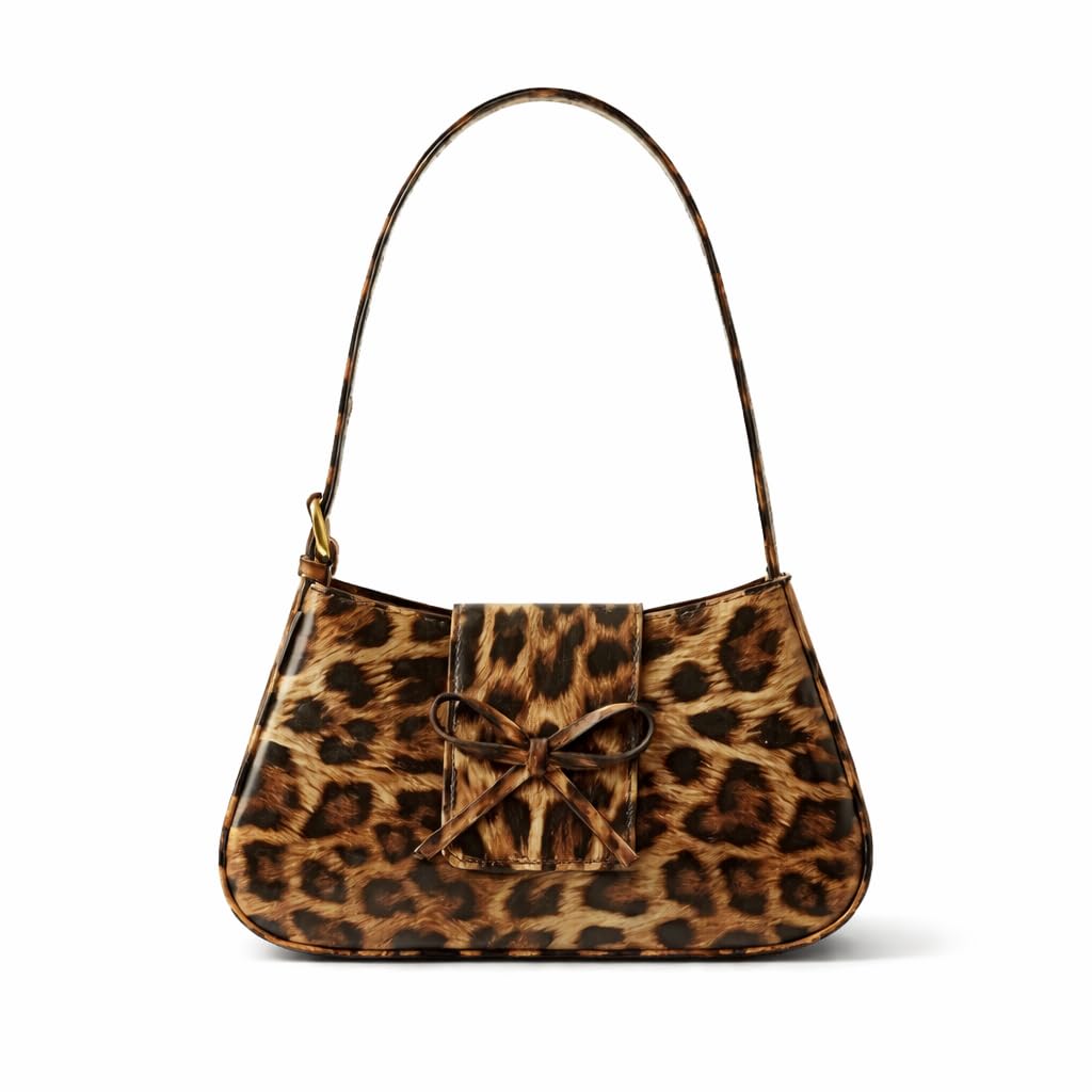 Leopard Print Animal Sling Bag with Bow Detail Stylish Small Shoulder Handbag for Daily Use Travel & Shopping Phone Purse with Adjustable Strap Lightweight Trendy Bag for Ladies & Girls-image-42