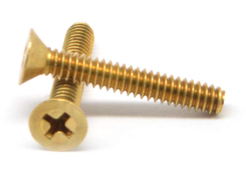 #10-32 x 1/2" Fine Thread Machine Screw Phillips Flat Head Brass Pk 100