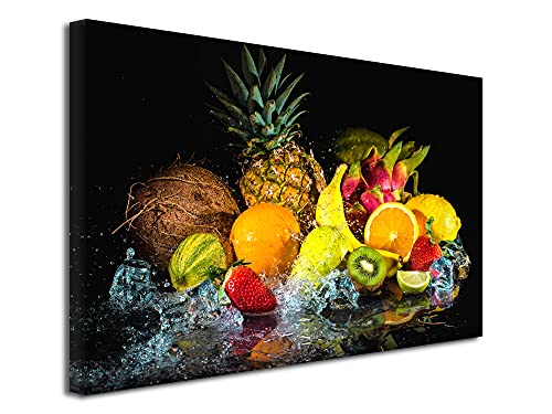 DECLINA Tableau toile, tableau cuisine, tableau décoration murale, Tableau toile décoration cuisine Les Fruits, 50x30 cm