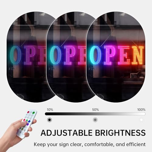Image of Large Open Sign for Business, 40 inch x 14 inch LED Open Sign with 16 Million Colors, APP & Remote Control, Timer, 44 Flashing Modes, Adjustable Brightness & Speed, for Storefront Window or Glass Door