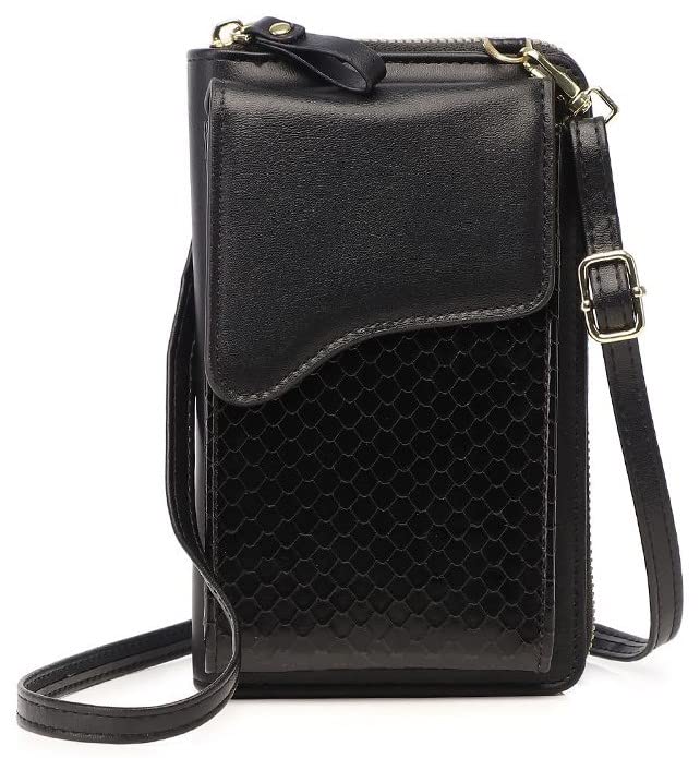 MOCA Women’s wallet sling bag for with Mobile Cell Phone holder Pocket Wallet Hand Purse Clutch Crossbody Sling Bag with Mobile Phone wallet for Women Womens Girls (Black)…