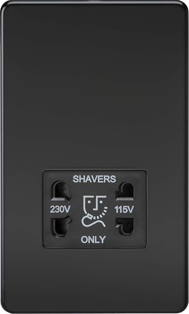 Knightsbridge SF8900MB Screwless Dual Voltage Shaver Socket in Matt Black, 5.0 mm*148.5 mm*47.5 mm