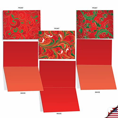 Image of The Best Card Company - 10 Blank Christmas Note Cards with Envelopes (4 x 5.12 Inch) - Fun Assorted Holiday Notecard Set - Fleur De Noel M3261