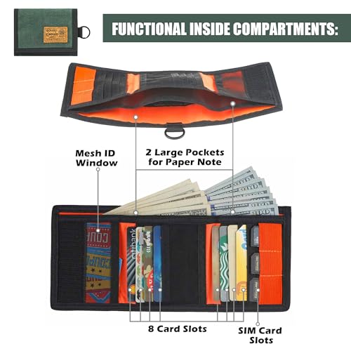 Rough Enough Boys Wallet for Teen Boys Kids Men Tactical Army Green Waxed Canvas with Keychain Neck Lanyard4