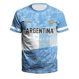 WM 2022 Herren Fußball Trikots Fußball Fans Kurzarm T-Shirt Tops für Herren & Fußball Team Supporter, Argentinien, XL