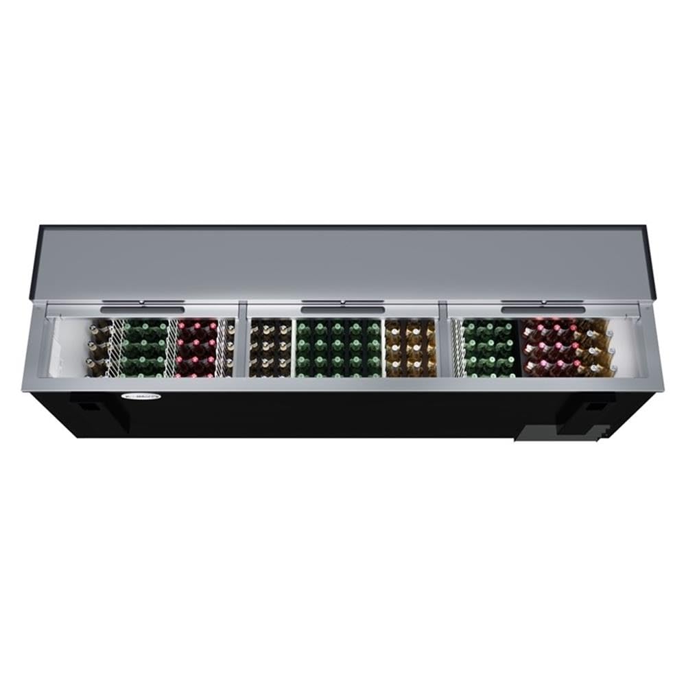 Pemberly Row 95" Commercial Bottle Cooler, 29.7 Cu. Ft. Capacity, Black Finish, Built-In Opener, 3 Doors, 5 Shelves, Digital Temperature Control, Freestanding Refrigeration For Bars And Restaurants on Fridge.com - View 5