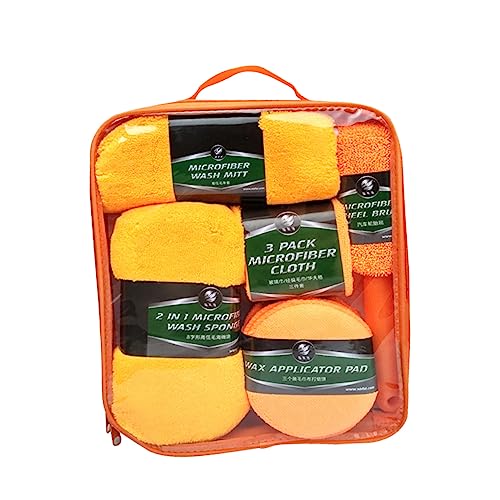 FUNOMOCYA 9pc Car Wash Kit Mitts Brush Sponge Pad Car Cleaning Set Scratch Trucks Boats