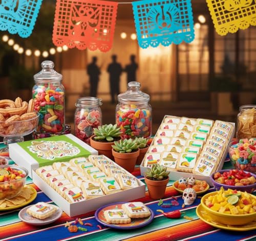 Image of Cinco De Mayo Themed Cookies Mexican Fiesta Treats | 24 Pack Bulk | Individually Wrapped | Party Favor Snacks Cookie Gift Basket