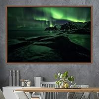 Framed Canvas Wall Art Dayspring Astronomy & Space Contemporary Cosmic Dramatic Green Group Photography Realism - 16x24 inches