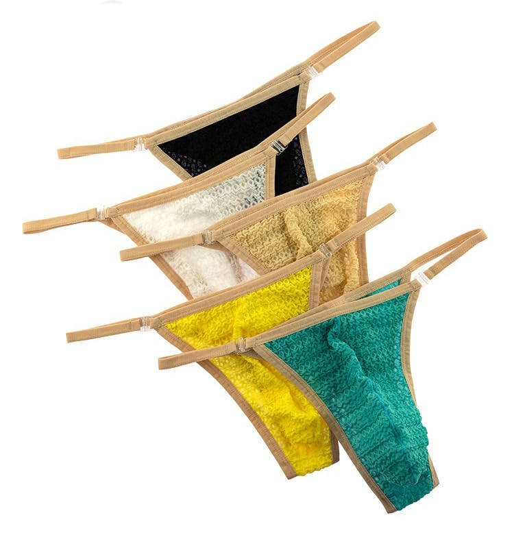 Men's Soft Sexy Open Front Ring Underwear,Transparent Thongs see through Underwear Sexy Lace Jockstrap Bikini Trunks3