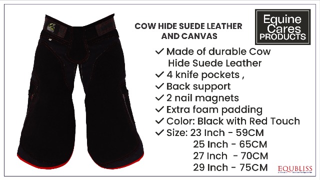Soutien Lombaire Ajustable Tablier De Maréchal Pour Femme - Longueur 58,4 Cm - Cuir Et Toile, Genoux Rembourrés EVA - Taille Réglable 71-132 Cm - 4 Poches Et Aimants équipement Professionnel Soins Chevaux