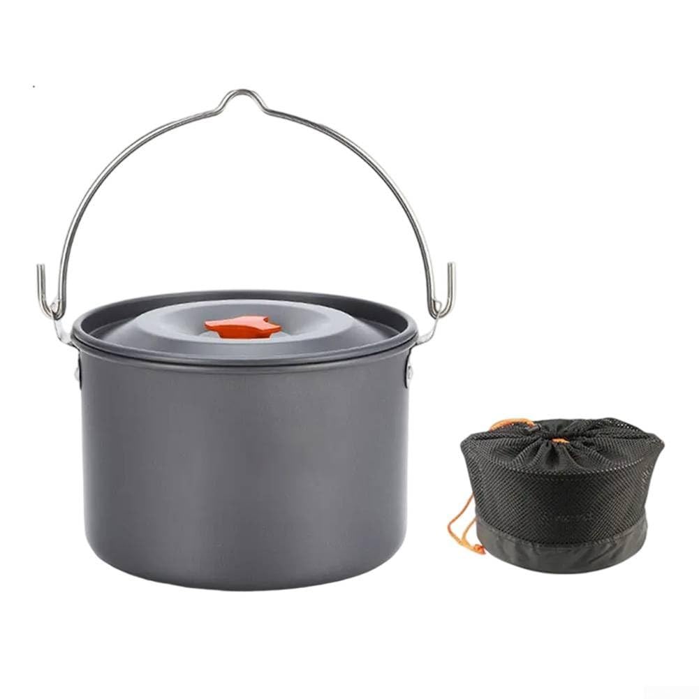 Pentola in Alluminio 4L Leggera Antiaderente per Campeggio(Black lid)