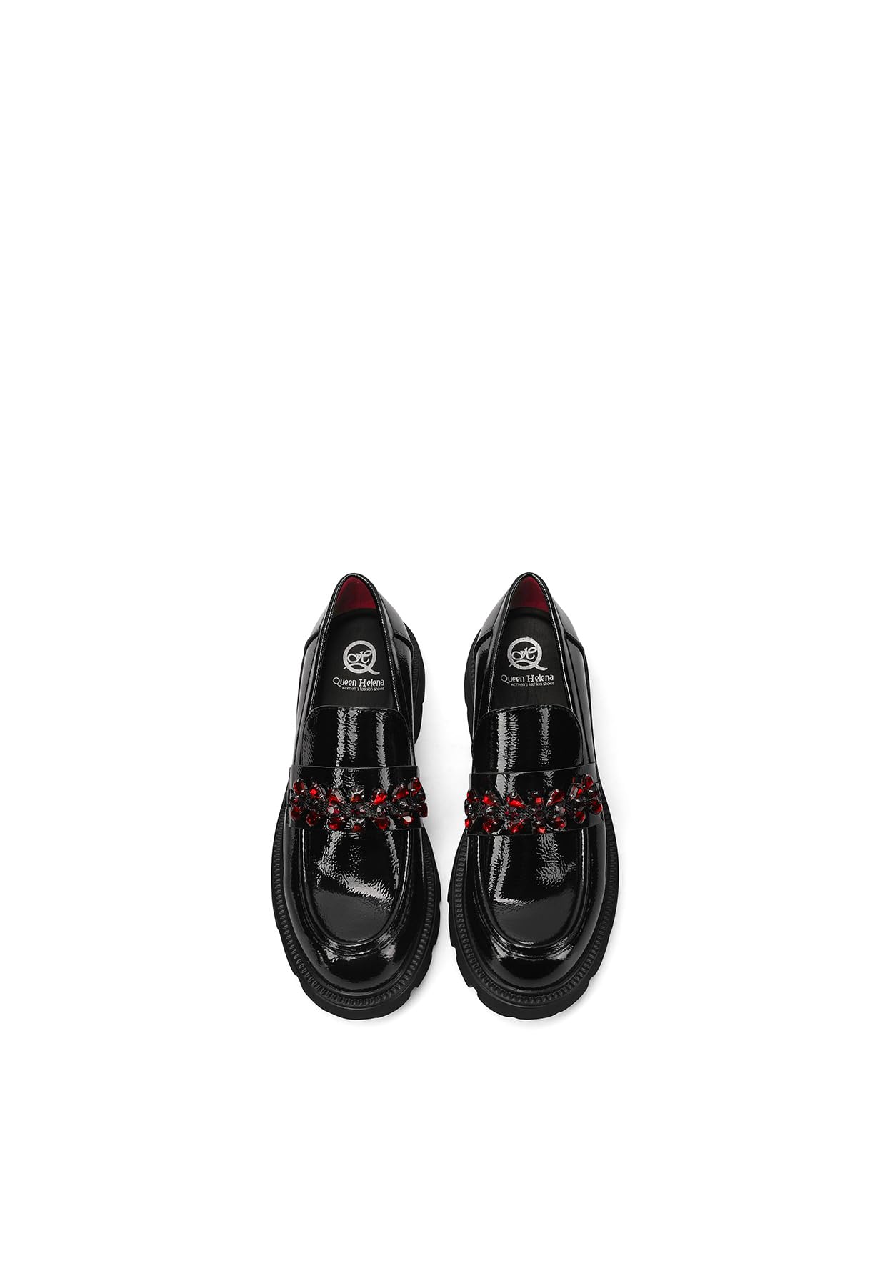 QUEEN HELENA Damskie mokasyny z kryształkami na co dzień eleganckie buty X31-49