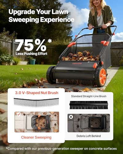 Image of VEVOR 3 Packs Lawn Sweeper Brush Replacement, Compatible with VEVOR 26 in Lawn & Leaf Collector Sweepers, Yard Sweeper Brush Paddle with Durable V-Shaped Bristles for Easy Grass Leaf Cleanup