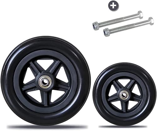 2個 車椅子用ホイール 車椅子用交換ホイール 6インチ/ 7インチ/ 8インチ 小さなホイールソリッドタイヤ 歩行補助キャスター 小さな前輪 スチールベアリング付き (Color : Black, Size : 6in)