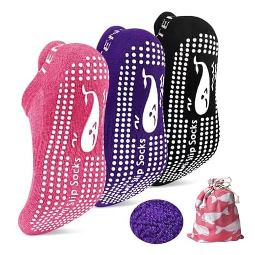 TENQUAN 3 Pares Calcetines Antideslizantes Mujer Hombre Yoga Pilates Hospitales Entrenamiento Familiar y Deportes (37-44, Rosa, Morado, Negro)