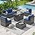 Aoxun Outdoor Patio Furniture Set with 44'' Fire Pit Table, 7 Pcs Outdoor Patio Furniture Sets with 4in Thicken Cushion, Widen Armrests Wicker Outdoor Sectional for Backyard (Waterproof Cover Include)