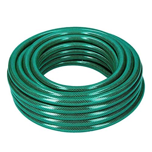 Manguera de jardín verde [50 metros 3/4], resistente y flexible con protección anti UV y anti algas. Manguera de riego para lavar el coche, mascotas, llenar la piscina, etc. Accesorios para jardín