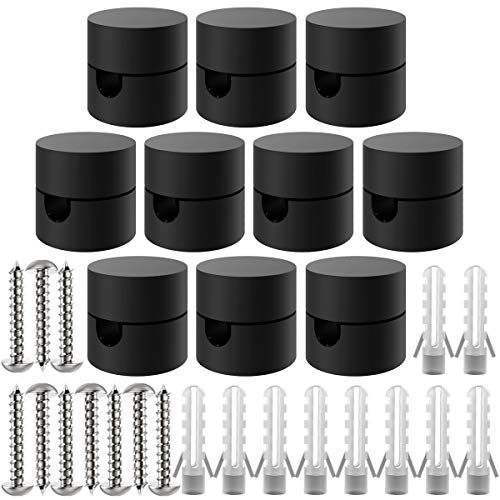 ZOHAR 10 Stück Zweiteilige Wand- und Deckenpins Schwarz für Textilkabel Deckenbefestigung Affenschaukel Aufputz-Kabelhalter für Lampe DIY mit Schrauben und Dübeln