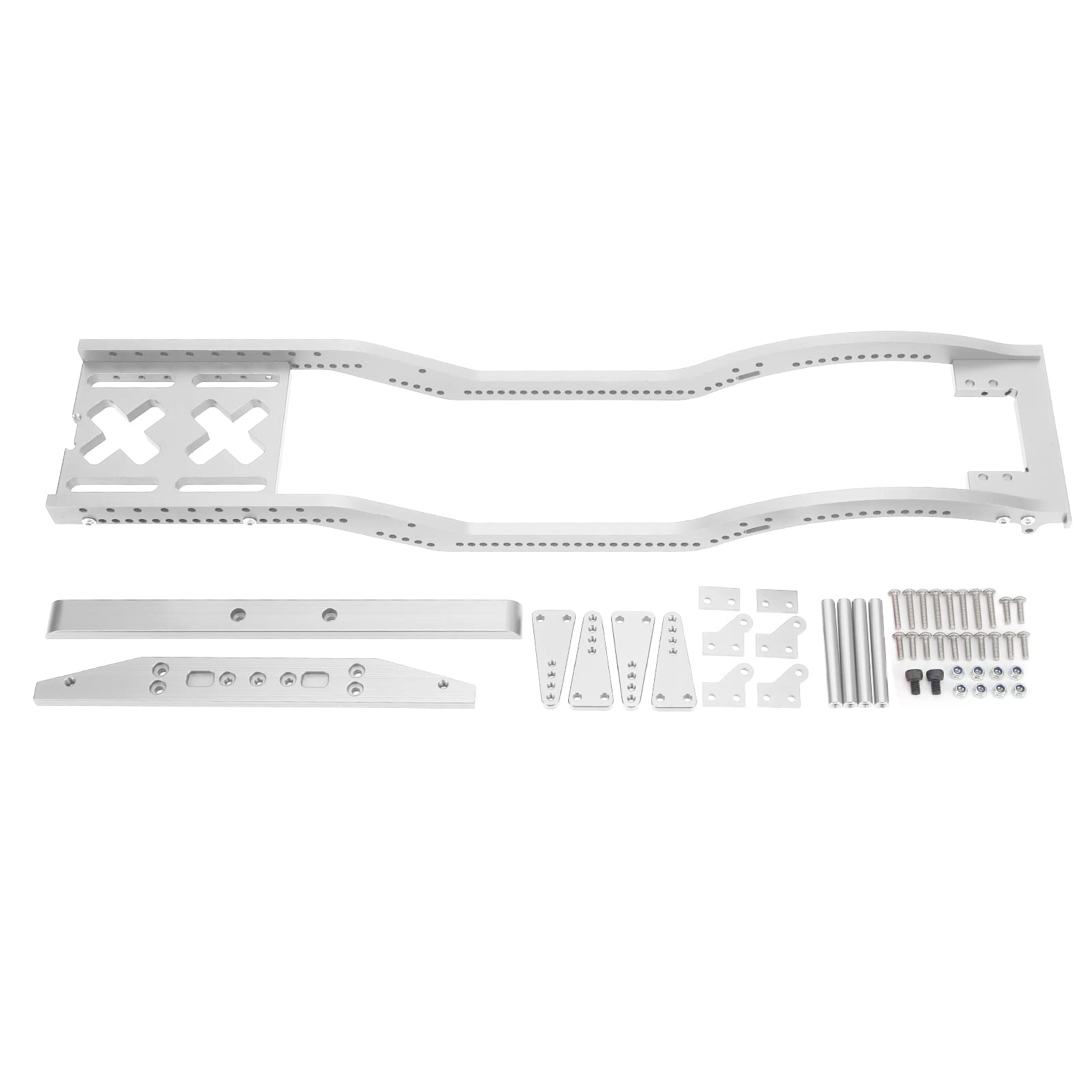 Haofy Zestaw Metalowego Podwozia Samochodu RC, Rama ze Stopu Aluminium ze Zderzakami, do Pojazdów Gąsienicowych SCX10 D90 1/10 RC (SILVER)