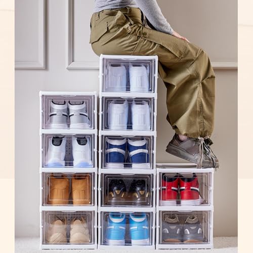 Boîte de rangement chaussures transparente plastique empilable dressing - 4
