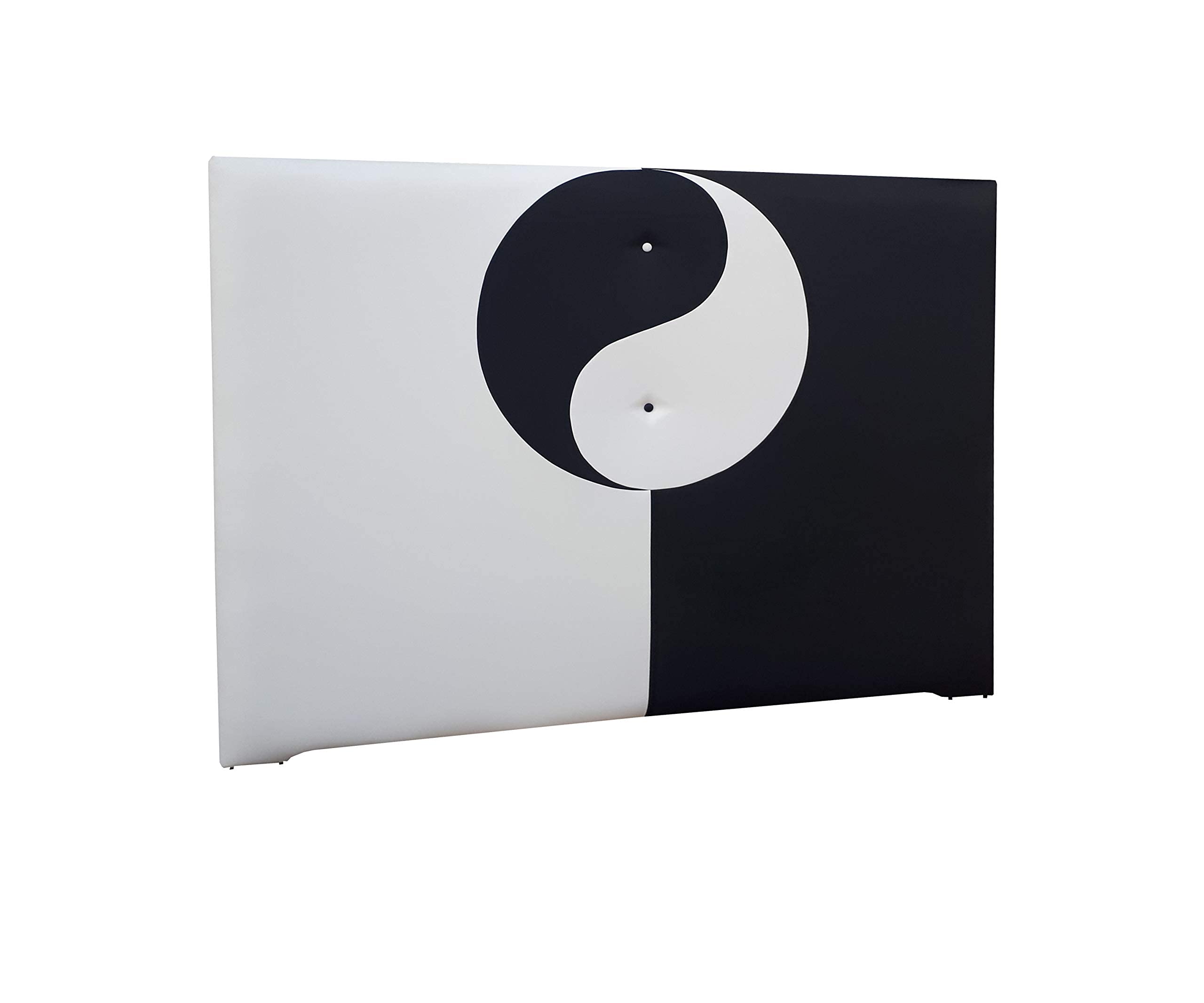ONEK-DECCO Cabecero de Cama en Polipiel Mod.Yin Yang Largo, Acolchado de Espuma,Cabezal niños,Juvenil y Cama Matrimonio Altura 125 cm.(apoyado en el Suelo) (Blanco-Morado, 150x125)