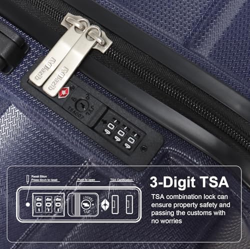 Luggage Sets Suitcases with Wheels Suitcase set Hardshell Luggage sets Clearance Luggage sets with TSA Lock 20/24/28 Inch Luggage Lightweight Suitcases with Wheels (Navy Blue)2