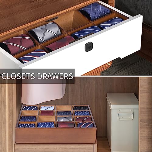 Ribgwo Tie Organizer Wall Mounted Tie Rack,Tie Box for Men,Tie Box Organizer with 16 Compartments，Tie Display Racks for Bedroom, Changing Room, Men Wardrobe(Brown,2 PCS) by Ribgwo - Used condition - Image 4