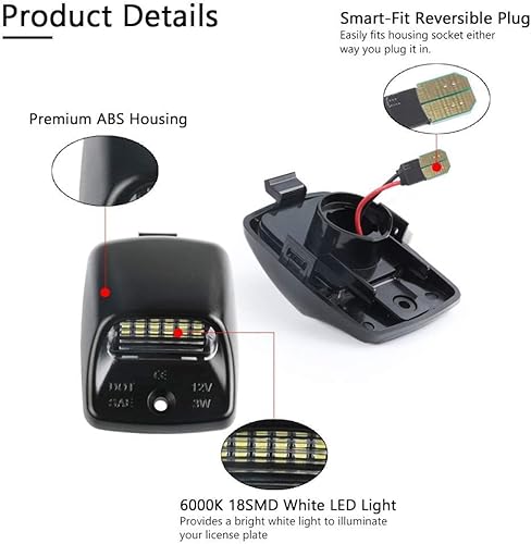 Miniatura 4 de Gempro Luces LED de repuesto para placa de matrícula, compatibles con Tacoma 2005-2015, Tundra 2000-2013, blanco 6500k