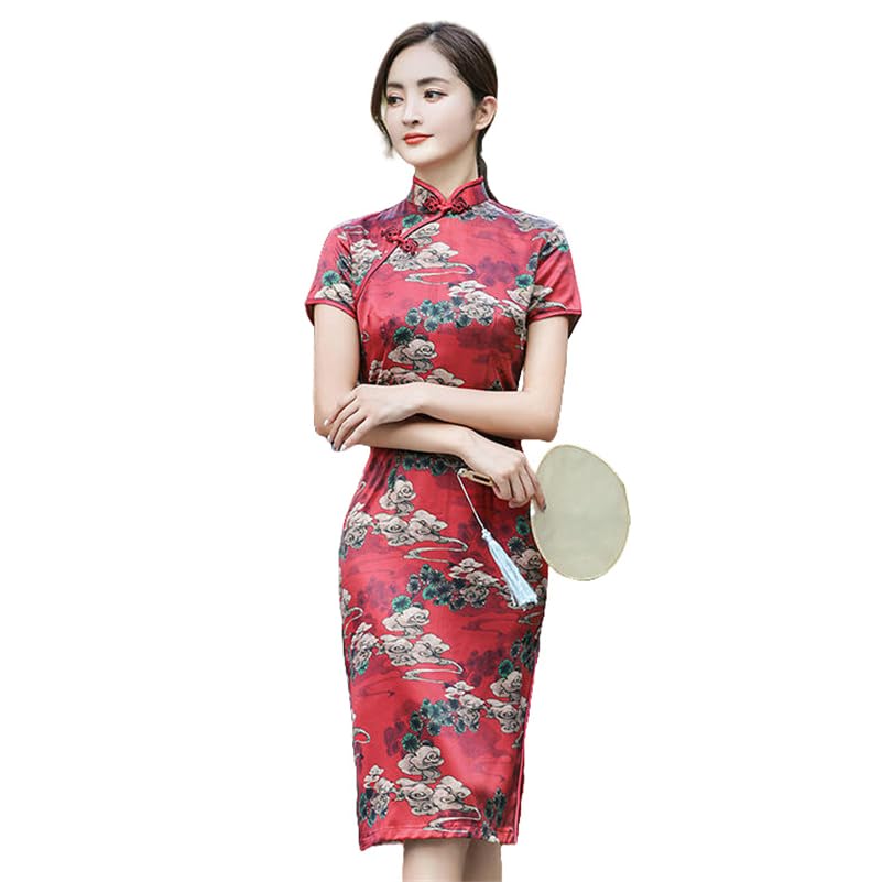 Robe d'été fine style chinois cheongsam aux finitions soignées