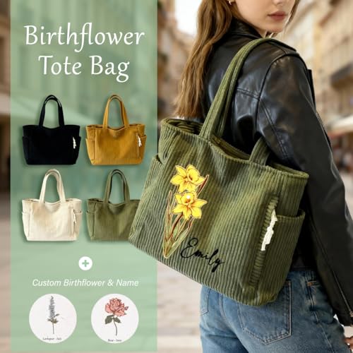 Bolso tote personalizado de pana para mujer miniatura 6