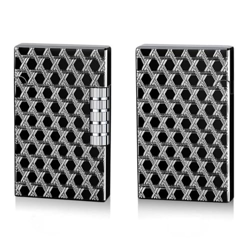 Image of Smoke King Sanji Retro Gas Lighter Pulley Ignition Lighter, Soft Flame Refillable Lighter, Collection & Gifting (Black & Silver)