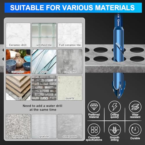 Image of Serplex 7Pcs Masonry Drill Bit Set with Industrial Strength Tungsten Steel Carbide Tips, 3 /4 /5 /6 /8 /10 /12mm Hexagonal Handle Drilling Bits for Wood, Glass, Tile, Metal (up to 3mm), and Plastic