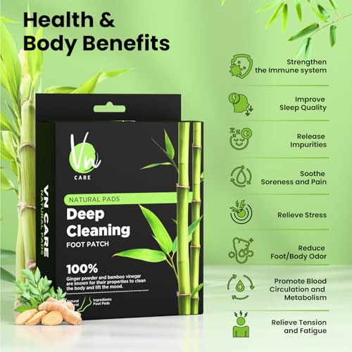 Image of Vn care 20 Pads 100% Herbal And Gentle Ingredient Detox Foot Pads, 20 Pieces, Natural Ingredients for Sleep AidPain Relief, Toxin Removal with Bamboo Vinegar and Acupoint Micro-Massage Technology detox foot patch (Pack of 20)
