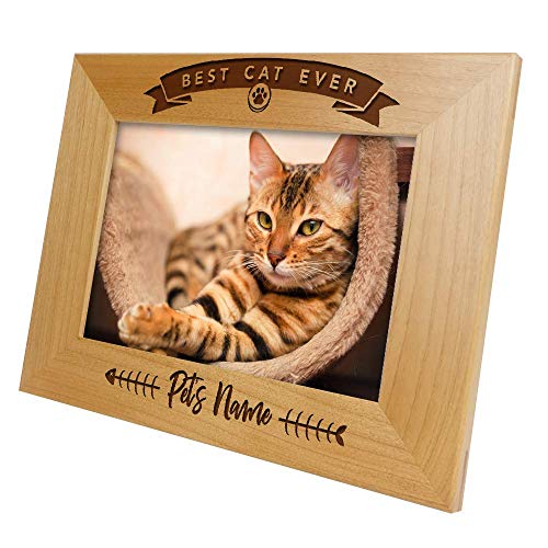 personalized cat photo frame - Best Cat Ever Add Pet Name-Personalized Custom Picture Frame Engraved Wood Cat Picture Frame,Cat Memorial Picture Frame,Cat Lover Gift,Cat Birthday,Cat Lover,Cat Dad/Mom,Cat Birthday (4x6 Horizontal)