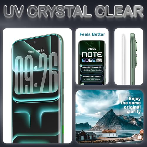 Image of FIRST MART Military-Grade Gorilla UV Tempered Glass for Infinix Note Edge - 9H Hardness, Edge-to-Edge, Bubble-Free | Black