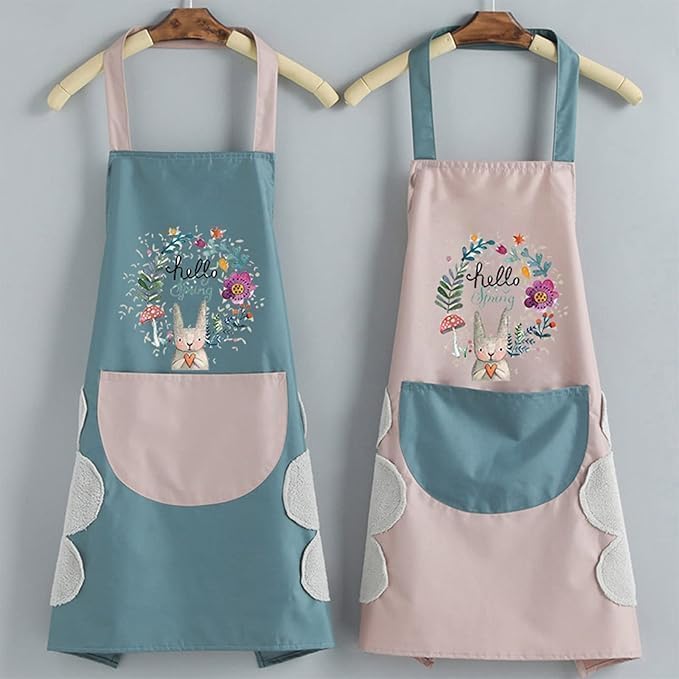 Koffing Waterproof Kitchen Apron for Women with Big Front Pocket Hand-Wiping Towel | Comfortable Wear-Resistant Chef Apron for Cooking | One Size Fits Most (Multicolour, Pack of 1) 4