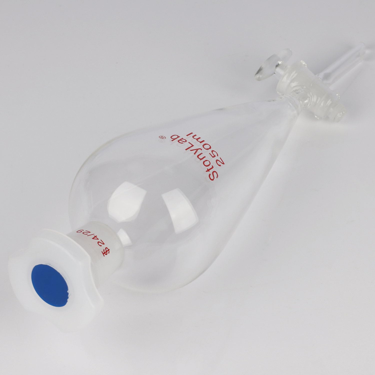 stonylab Lmbuto Separatore con Rubinetto in Vetro, Imbuto in Borosilicato con Giunto 24/29 per Separazione Accurata di Liquidi in Laboratorio, 250 ml