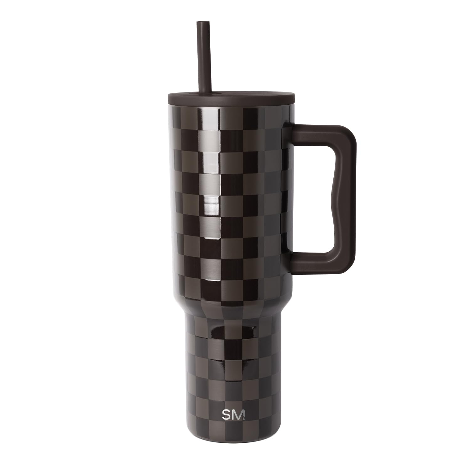Simple Modern Tumbler with Handle and Straw | 40oz | Checkered